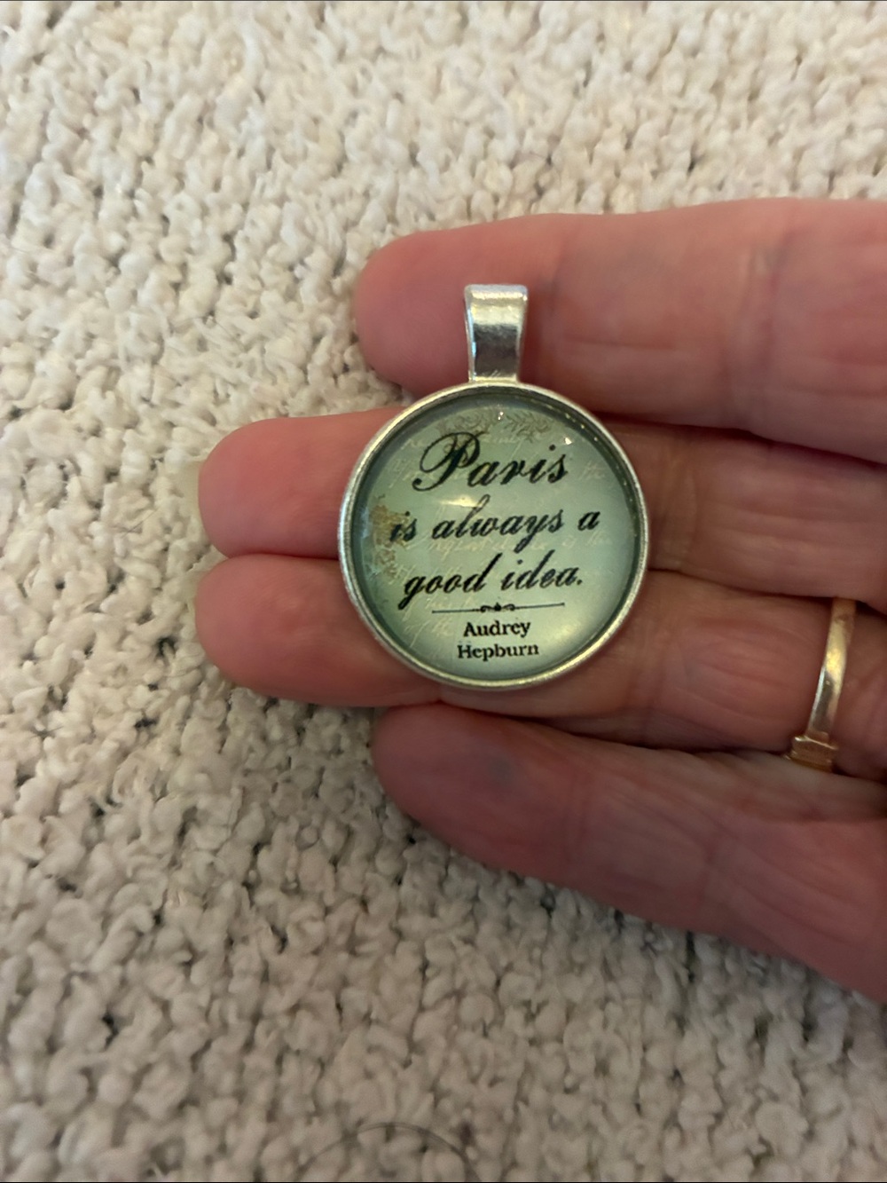 Silver Paris Quote Pendant Accent - Unbranded